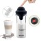 Spumator Electric de Lapte si Cafea APF&reg; &ndash; Mixer Portabil, 450ml, Pahar din Sticla Borosilicata, Alimentare pe Baterii