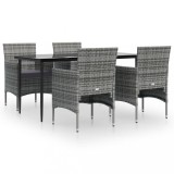Set de servit masa pentru gradina, 5 piese, gri si negru