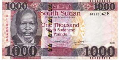 Sudanul de Sud 1 000 Pounds 2020 P-17 Seria 1820428 foto