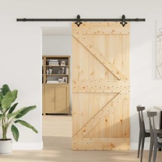 vidaXL Ușă glisantă cu set feronerie, 90x210 cm, lemn masiv de pin 3332638