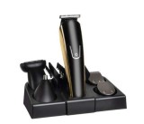 Aparat de tuns multifunctional Negru/Auriu, 5 piepteni, accesorii incluse: nas, urechi, barba, mustata, sprancene, barbierit, autonomie 60 min