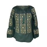 Cumpara ieftin Bluza Verde cu Motiv Geometric Auriu - BMG174V