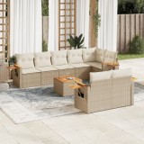 vidaXL Set canapele de grădină, 9 piese, cu perne, bej, poliratan