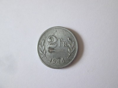 Belgia 2 Francs 1944 Ocupatia Aliata moneda din otel placat cu zinc foto