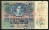 q490 UNGARIA ROMANIA 50 KORONA 1914 CU TIMBRU SPECIAL STAMPILAT IN BUCOVINA VF