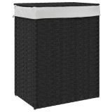 Cumpara ieftin Cos de rufe cu capac, negru, 46x33x60 cm, poliratan