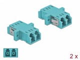 Set 2 buc cupla fibra optica LC Duplex la LC Duplex Multi-mode OM3 Light Blue, Delock 86536