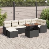 Set canapea de grădină vidaXL 8 piese cu perne negru ratan poliester
