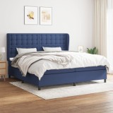 Cumpara ieftin Pat box spring cu saltea, albastru, 200x200 cm, textil