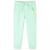 Pantaloni Trening Copii Verde Aprins VidaXL, Bumbac 60%, Marime 92 (1.5-2 Ani), Talie Ajustabila cu Snur, Buzunare