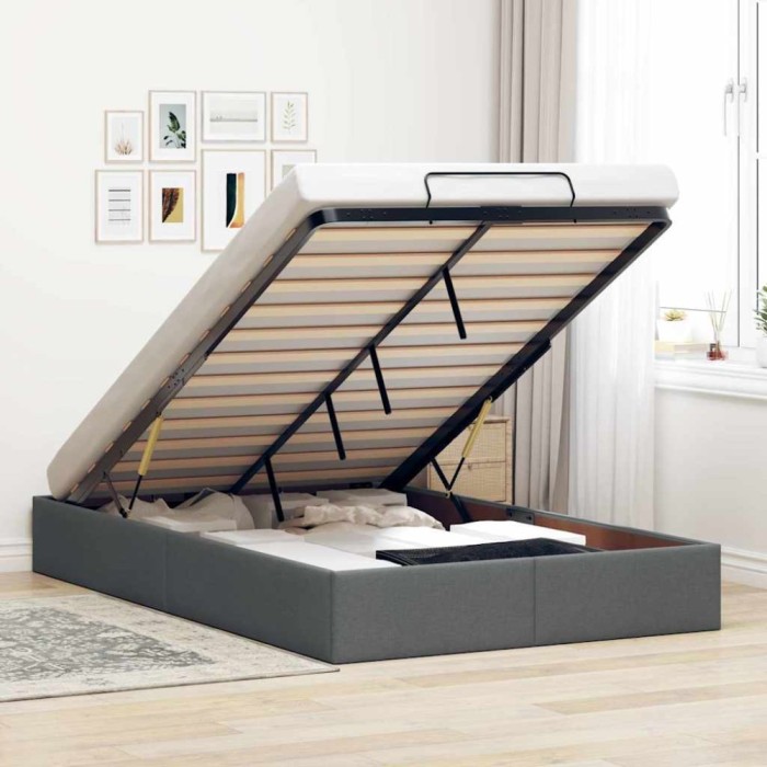 vidaXL Cadru de pat otoman fără saltea țesătură gri &icirc;nchis 120x200 cm 3310869