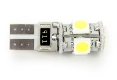 Led bec T10 1F+4Lx5050 alb rece CanBus vrac foto