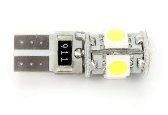 Led bec T10 1F+4Lx5050 alb rece CanBus vrac