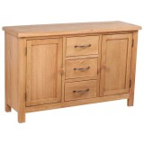 Cumpara ieftin Servanta cu 3 sertare, 110 x 33,5 x 70 cm, lemn masiv de stejar
