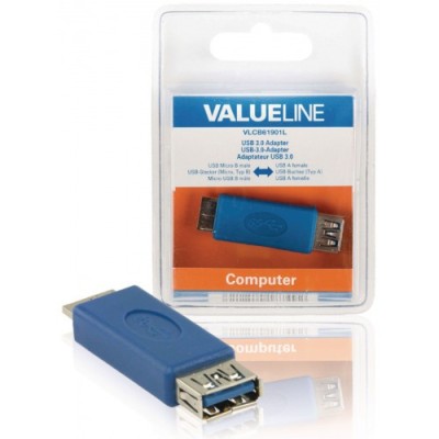 Adaptor USB 3.0 Micro USB B tata 3.0 - USB A mama 3.0 albastru VALUELINE foto