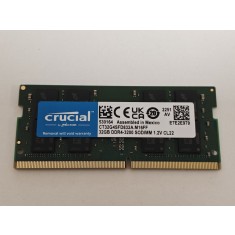 Memorie ram Laptop Crucial 32GB, DDR4, 2Rx8, PC4-3200AA, 3200Mhz, CT32G4SFD832A, PC4-25600, CL22, Non-ECC, sodimm, 260 pini