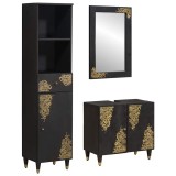 Cumpara ieftin Set dulap baie cu sertar cu usa 3 pcs Negru Lemn de mango solid