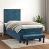 VidaXL Pat box spring cu saltea, albastru &icirc;nchis, 90x200 cm, catifea 3137705