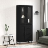 Cumpara ieftin Dulap &icirc;nalt, negru, 69,5x34x180 cm, lemn compozit