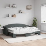 VidaXL Pat de zi cu extensie și saltele, gri &icirc;nchis, 80x200 cm, textil