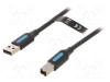 Cablu USB 2.0 VENTION 2m USB A la USB B nichelat negru PVC