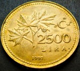 Moneda 2500 LIRE (LIRA) - TURCIA, anul 1991 * cod 4949 = A.UNC, Europa