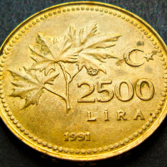 Moneda 2500 LIRE (LIRA) - TURCIA, anul 1991 * cod 4949 = A.UNC