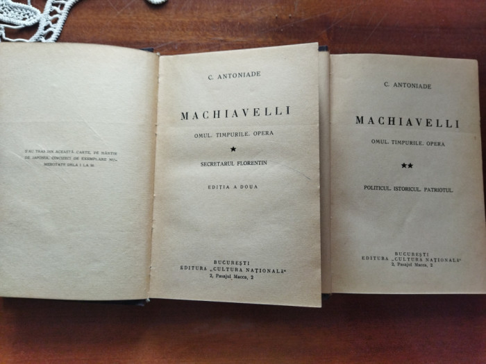 Constantin Antoniade Machiavelli 2 volume interbelice
