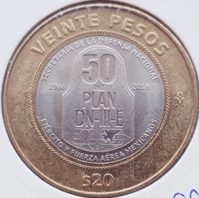 2026 Mexic 20 Pesos 2016 DN-III-E Plan km 988 foto