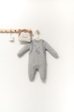 Cumpara ieftin Set salopeta cu caciulita cu urechiuse pentru bebelusi Ursulet, Tongs baby (Culoare: Gri, Marime: 3-6 Luni)