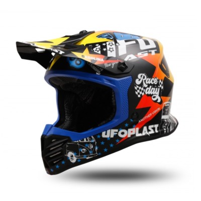 Casca copii motocross/enduro Ufo Plast Korey negru/galben/albastru foto