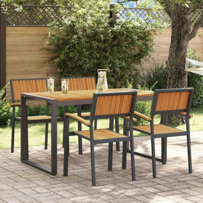 vidaXL Set de masă pentru grădină 5 pcs negru și maro 140 x 80 x 75 cm 3284383 foto