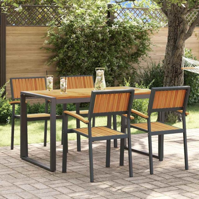 vidaXL Set de masă pentru grădină 5 pcs negru și maro 140 x 80 x 75 cm 3284383