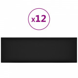 Panouri de perete 12 buc. negru, 90x30 cm, piele eco 3,24 m&sup2;