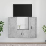 Cumpara ieftin Set dulapuri TV, 3 piese, gri beton, lemn prelucrat