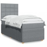Gossi pat box spring cu saltea, gri deschis, 100x200 cm, textil