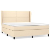 Cumpara ieftin Pat continental cu saltea, crem, 180x200 cm, textil