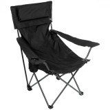 Scaun pliabil camping Fox Outdoor Deluxe, cordura, negru, perna inclusa, max 150 kg, cu husa