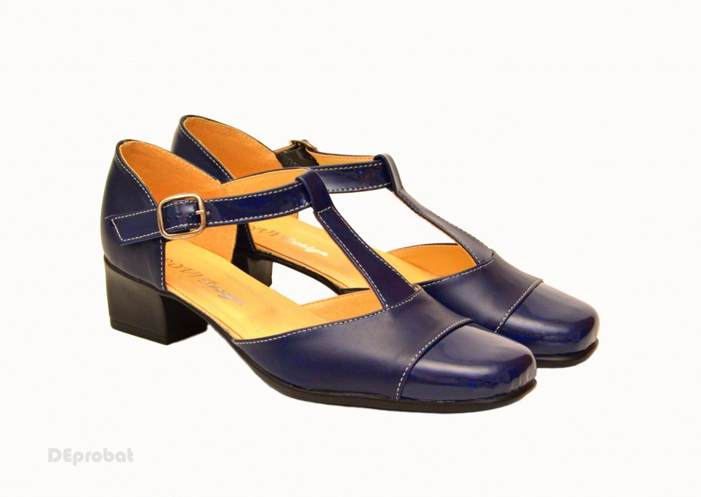 Pantofi dama piele naturala bleumarin cu bareta cod P26BLM | arhiva Okazii .ro