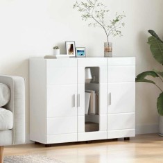 vidaXL Bufet cu ușă Alb foarte lucios 55.5 x 29 x 100 cm Lemn compozit