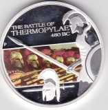 Tuvalu 1 Dollar 2009 Elizabeth II Battle of Thermopylas proof