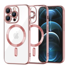 Husa premium iPhone 12 Pro Max Techsuit Luxury Crystal MagSafe, roz foto