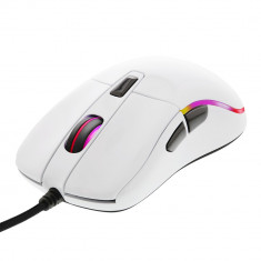 Mouse gaming DELTACO GAMING RGB, senzor PMW 3325, 5000 DPI, 1000 Hz, cablu 1.8m, USB, alb lucios foto