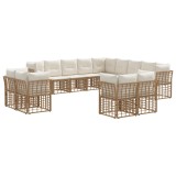 vidaXL Set de canapele de exterior Alb Natural și Crem Poliester 3437614