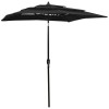 Umbrela de gradina cu 3 niveluri, stalp aluminiu, negru, 2x2 m