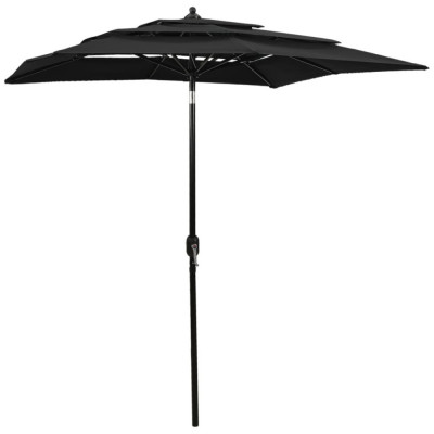 Umbrela de soare 3 niveluri, stalp de aluminiu, negru, 2x2 m GartenMobel Dekor foto