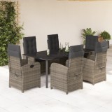 VidaXL Set mobilier de grădină cu perne, 7 piese, gri, poliratan