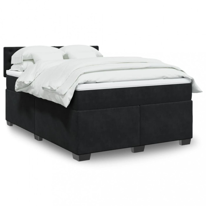 vidaXL Pat box spring cu saltea, negru, 140x190 cm, catifea 3286320