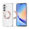 Husa pentru samsung galaxy a36 5g, atasare magnetica, magsafe, pink wreath 11, clear