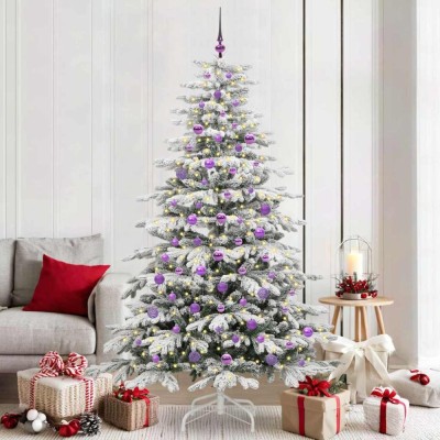 vidaXL Brad de Crăciun artificial cu ramuri articulare Alb 210 cm 3395655 foto